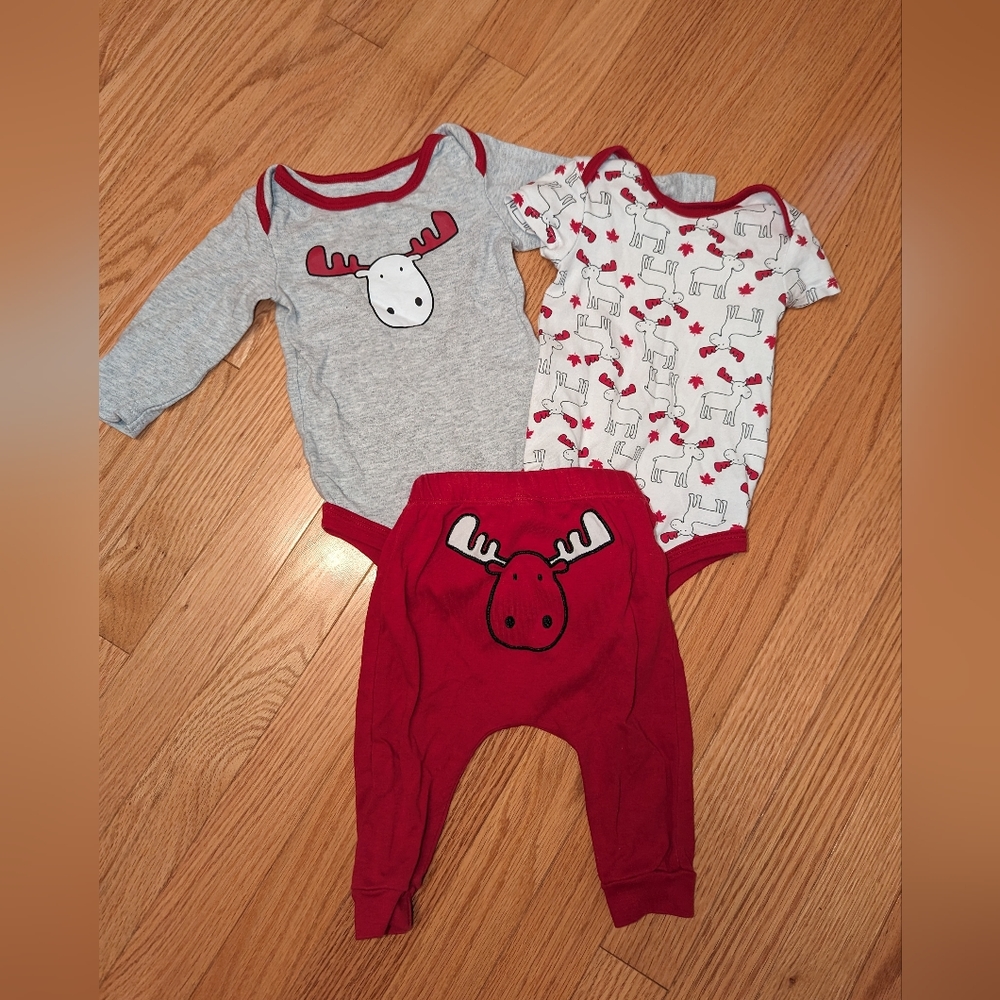 Canadiana Moose Outfit  3 to 6 months